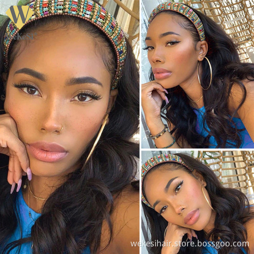 Headband human hair wigs for black women Peruvian straight hair headband wig,kinky straight headband wigs human hair